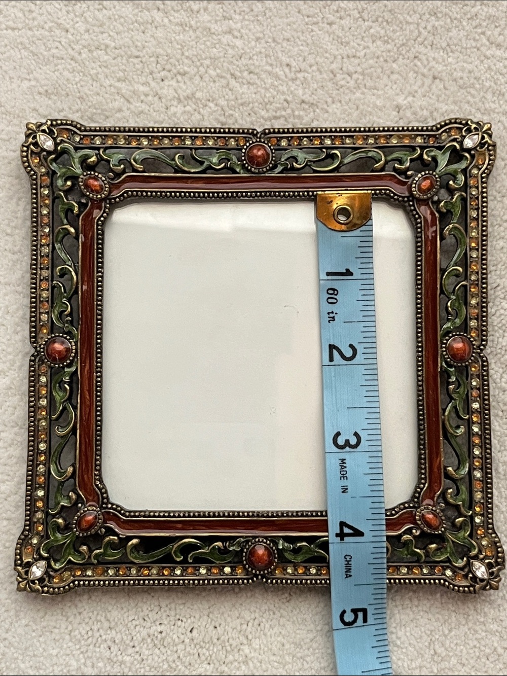 Vintage Bombay Company Picture Frame with Enamel and Crystal Accents, Square 4x4 - Picture 5 of 5